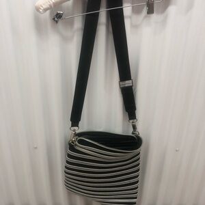 BAM Zipper Crossbody Bag Black and Silver